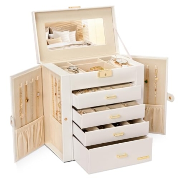 Homde Synthetic Leather Jewelry Box: Mirrored Organizer for Watches and Accessories