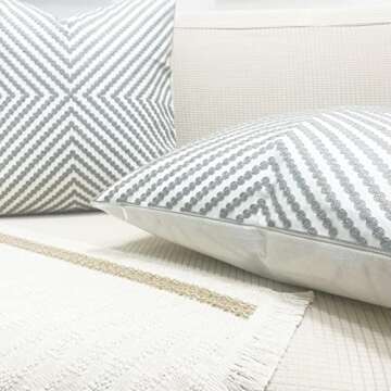 Slow Cow Decorative Embroidery Cushion Cover Grey Dots Embroidered Throw Pillow Cover 18 x18 Inches