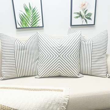 Slow Cow Decorative Embroidery Cushion Cover Grey Dots Embroidered Throw Pillow Cover 18 x18 Inches