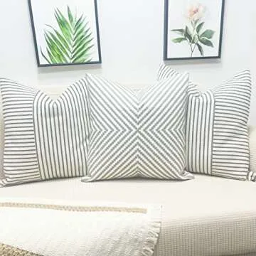 Slow Cow Decorative Embroidery Cushion Cover Grey Dots Embroidered Throw Pillow Cover 18 x18 Inches