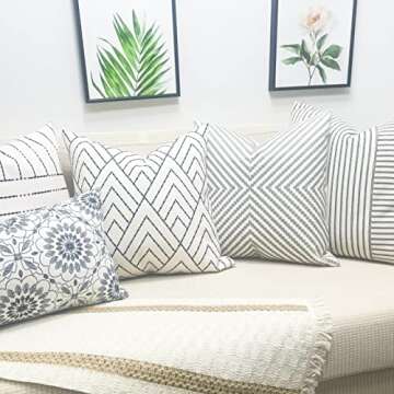 Slow Cow Decorative Embroidery Cushion Cover Grey Dots Embroidered Throw Pillow Cover 18 x18 Inches