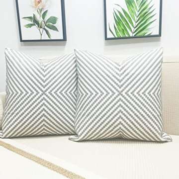 Slow Cow Decorative Embroidery Cushion Cover Grey Dots Embroidered Throw Pillow Cover 18 x18 Inches