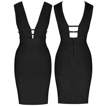 Whoinshop Women 'S Sexy Deep V Plunge Sleeveless Cut Out Bodycon Bandage Cocktial Party Dresses