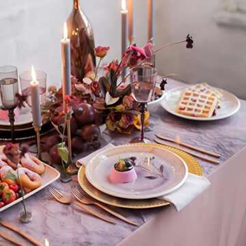 Suwimut 12 Pack Plastic Gold Charger Plates, 13 Inch Reusable Round Beaded Charger Plates, Decorative Dinner Chargers Bulk Serving Plates for Wedding, Party, Catering Event, Tabletop Decor