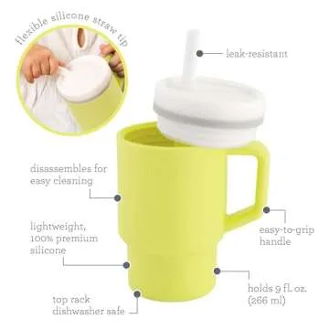 Infantino My 1st Tumbler – Adorable Miniature Tumbler with Leak-Resistant Straw and Toddler-Friendly Handle, Encourages Hydration, Easy to Clean, 9 fl. oz, Citrus