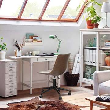 Furmax Mid Back Task Chair PU Leather Adjustable Swivel Office Chair Bucket Seat Armless Computer Ch...