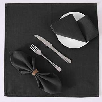 H.VERSAILTEX Cloth Napkins Set of 12 (18" X 18") Linen Textured Dinner Napkins Waterproof Extra Soft Thick Durable Reusable Napkins with Hemmed Edges for Dinners, Weddings and Everyday Use, Black