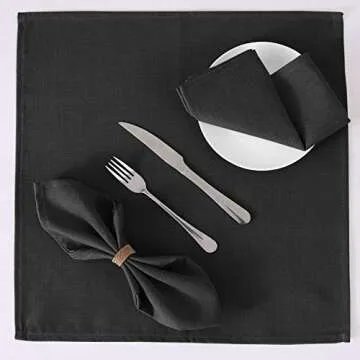 H.VERSAILTEX Cloth Napkins Set of 12 (18" X 18") Linen Textured Dinner Napkins Waterproof Extra Soft Thick Durable Reusable Napkins with Hemmed Edges for Dinners, Weddings and Everyday Use, Black