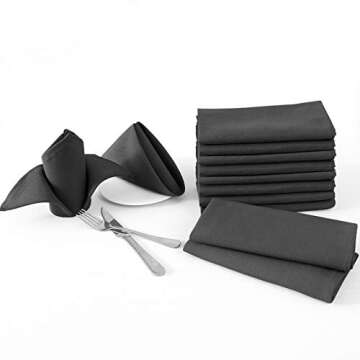 H.VERSAILTEX Cloth Napkins Set of 12 (18" X 18") Linen Textured Dinner Napkins Waterproof Extra Soft Thick Durable Reusable Napkins with Hemmed Edges for Dinners, Weddings and Everyday Use, Black