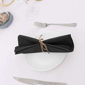 H.VERSAILTEX Cloth Napkins Set of 12 (18" X 18") Linen Textured Dinner Napkins Waterproof Extra Soft Thick Durable Reusable Napkins with Hemmed Edges for Dinners, Weddings and Everyday Use, Black