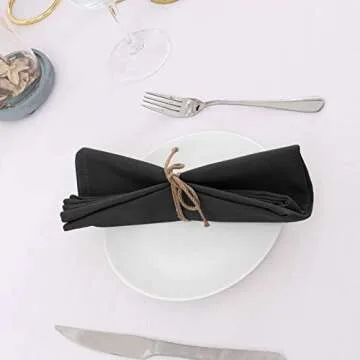 H.VERSAILTEX Cloth Napkins Set of 12 (18" X 18") Linen Textured Dinner Napkins Waterproof Extra Soft Thick Durable Reusable Napkins with Hemmed Edges for Dinners, Weddings and Everyday Use, Black