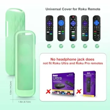 for Roku-Remote-Cover,Compatible with All Roku TV Remote Glow in The Dark Silicone Protective Case Blue and Green 2-Pack