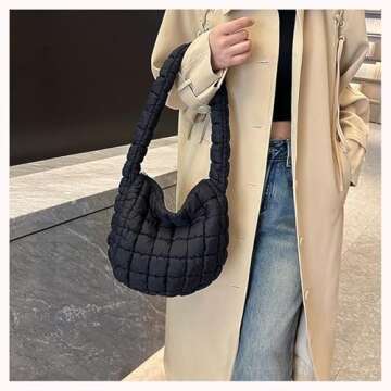 Lightweight Quilted Puffer Tote Bag for Daily Use