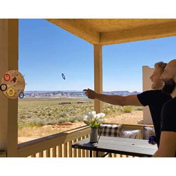 Funsparks Hook It Ring Toss Game for Kids & Adults – Includes 24 Rings and Extra Hook – Indoor & Outdoor Games for Family and Friends – Safe Alternative to Darts