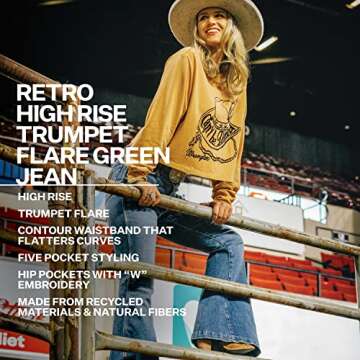 Wrangler Women's Retro High Rise Trumpet Flare, Paige, 31W x 36L