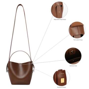LA FESTIN Leather Bucket Bag - Stylish Crossbody Handbag