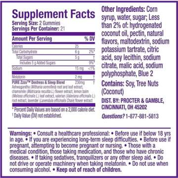ZzzQuil PURE Zzzs De-Stress Melatonin Sleep Aid Gummies, Helps Calm Your Mind and Body, Ashwagandha ...
