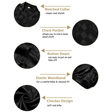 SWOMOG Women's Satin Pajama Set Luxurious Silk Pjs