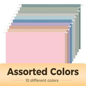 SUNEE Hanging File Folders, 50 Pack Letter Size Hanging File folders with 1/5-cut Tabs, Stay Organiz...