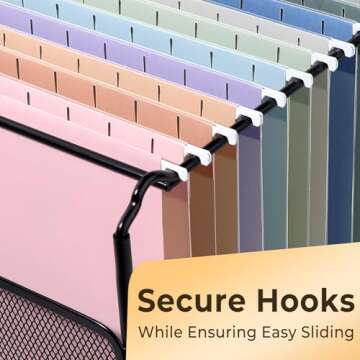 SUNEE Hanging File Folders: 50 Pastel File Organizers