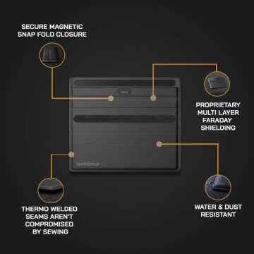 OffGrid Faraday Bags for Phones - Premium EMP Proof Faraday Bags - Device Shielding Data Security for Signal Blocking, Anti-Tracking, Anti-Spying Protection- Black