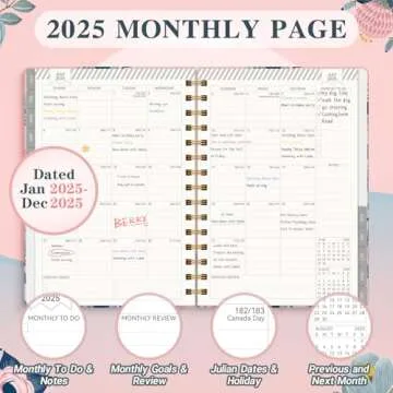 Planner 2025-2025 Planner Weekly and Monthly, Jan. 2025 – Dec. 2025 Hardcover Calendar Planner 2025 for Women Spiral Bound, Inner Pocket, 6”×8.5”