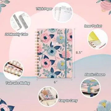 Planner 2025-2025 Planner Weekly and Monthly, Jan. 2025 – Dec. 2025 Hardcover Calendar Planner 2025 for Women Spiral Bound, Inner Pocket, 6”×8.5”