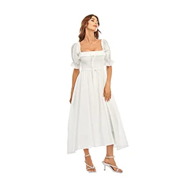R.YIposha Vintage Square Neck Beach Midi Dress for Women | Stylish Ruffled Design