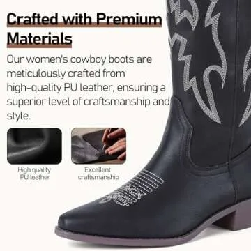 BKWHDAY Cowgirl Boots Womens Cowboy Knee High Boots White Cowgirl Boots Retro Fashion Tall Boots for Ladies