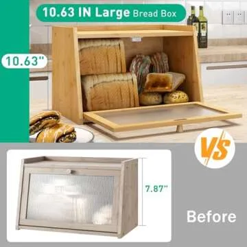 Stylish Kiplant Bamboo Bread Box for Fresh Storage