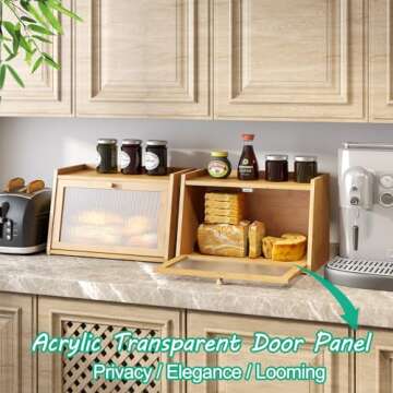 Stylish Kiplant Bamboo Bread Box for Fresh Storage