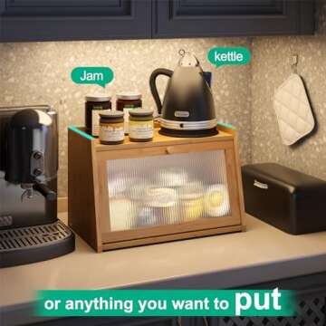 Stylish Kiplant Bamboo Bread Box for Fresh Storage