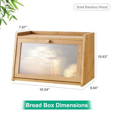 Stylish Kiplant Bamboo Bread Box for Fresh Storage