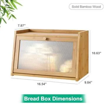 Stylish Kiplant Bamboo Bread Box for Fresh Storage