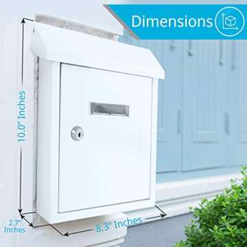 Weatherproof Wall Mount Locking Mailbox - Galvanized Steel w/ Metal Flap for Mail Insertion, Commerc...