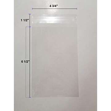 UNIQUEPACKING 100 Pcs 4 3/4 X 6 1/2 Clear A6 Card Resealable Cello/Cellophane Bags