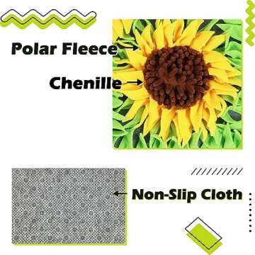 MHTTEC Snuffle Mat for Dogs, Sunflower 29.52" x 19.68" Enrichment Dog Sniffing Mat Interactive Dog Slow Feeders for Natural Foragaing Skills and Stress Relief for Small/Medium/Large Dogs 1PC