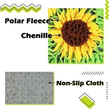 MHTTEC Snuffle Mat for Dogs, Sunflower 29.52" x 19.68" Enrichment Dog Sniffing Mat Interactive Dog Slow Feeders for Natural Foragaing Skills and Stress Relief for Small/Medium/Large Dogs 1PC