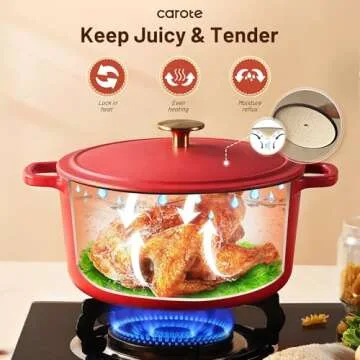 CAROTE Enameled Cast Iron Dutch Oven 5QT for All Cooking Needs