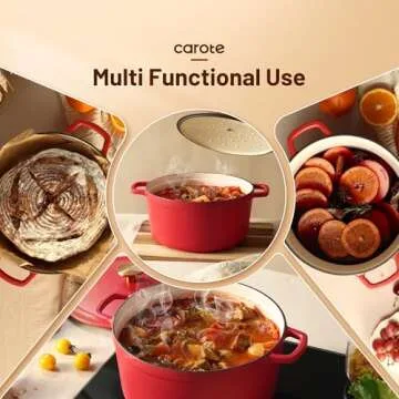 CAROTE Enameled Cast Iron Dutch Oven 5QT for All Cooking Needs