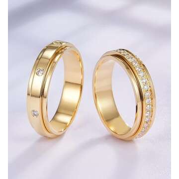 Kainier Gold Plated Fidget Anxiety Ring for All