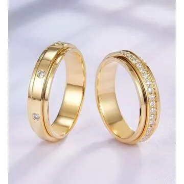 Kainier Gold Plated Fidget Anxiety Ring for All