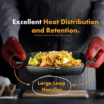 Bruntmor 13 Inch Cast Iron Grill Pan for Cooking and Grilling
