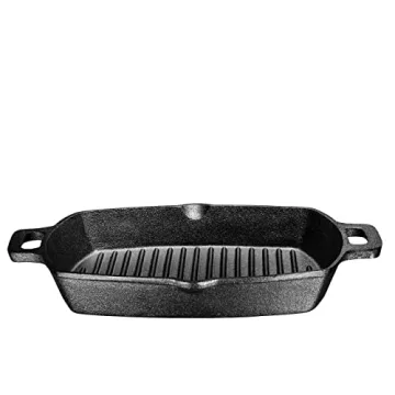 Bruntmor 13 Inch Cast Iron Grill Pan for Cooking and Grilling