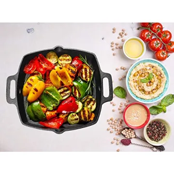 Bruntmor 13 Inch Cast Iron Grill Pan for Cooking and Grilling