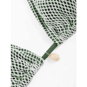 ZAFUL Women's Triangle Bikini Multiway Fishnet Tie Side Bandeau Halter String Bikini Set Two Piece Swimsuit Bathing Suits