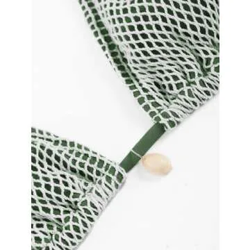 ZAFUL Women's Triangle Bikini Multiway Fishnet Tie Side Bandeau Halter String Bikini Set Two Piece Swimsuit Bathing Suits