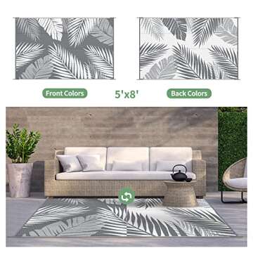 GENIMO Outdoor Rug 5' x 8' Waterproof for Patios Clearance, Reversible Plastic Straw Camping Carpet,...