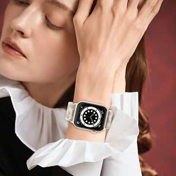 Delidigi Stretchy Bands Compatible for Apple Watch Band Women 40mm 38mm 41mm 42mm 44mm 45mm 46mm 49m...