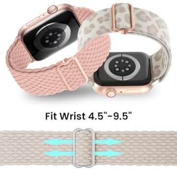 Delidigi Stretchy Bands Compatible for Apple Watch Band Women 40mm 38mm 41mm 42mm 44mm 45mm 46mm 49mm, Nylon Braided Straps for iWatch Series 10 9 8 7 6 SE 5 4 3 Ultra Ultra 2